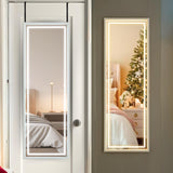 LED Door Mirror Full Length, Over The Door Hanging Lighted Mirror, Full Body Wall Mounted Mirror, Light Up Long Dressing Mirror 42.5" X 14.4"