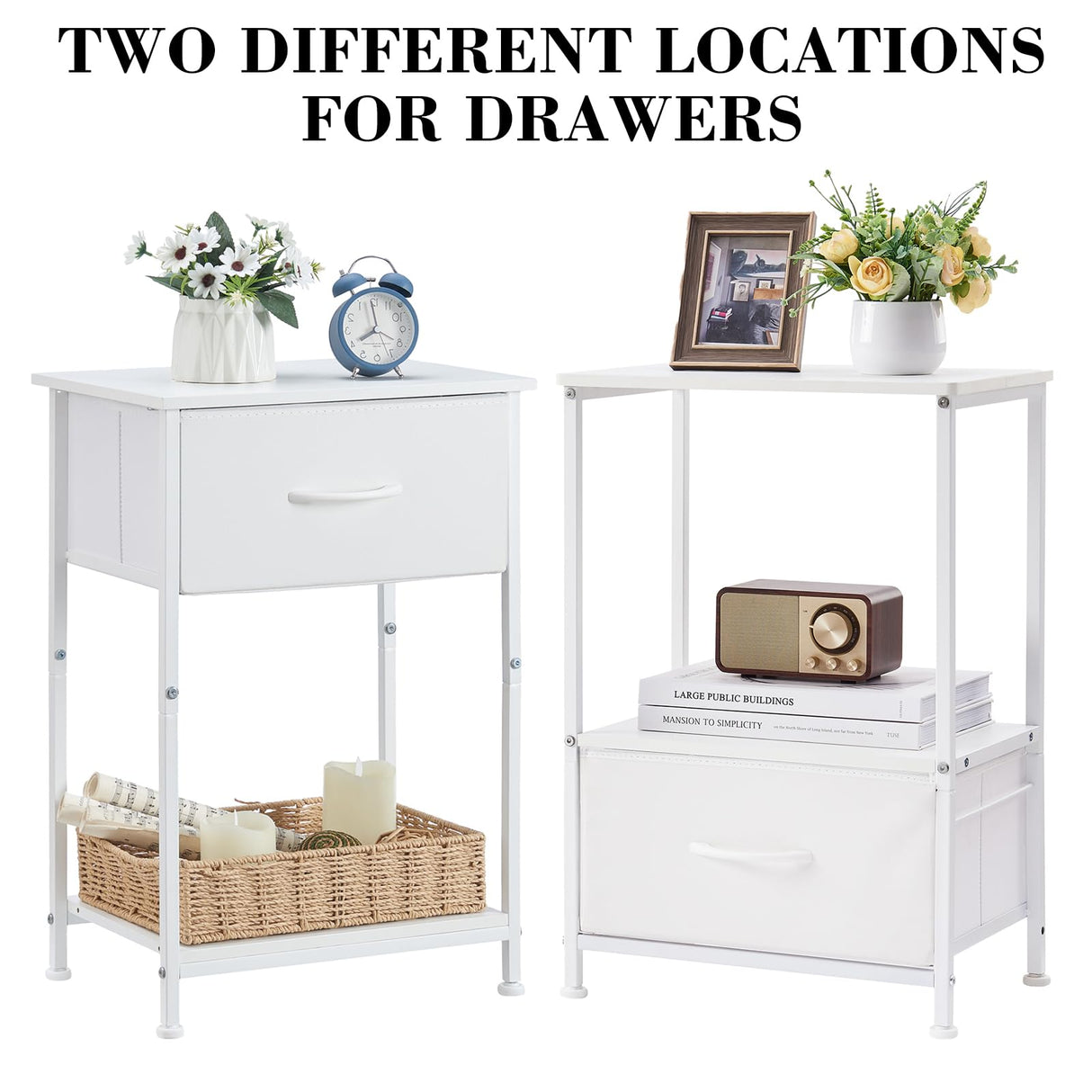 Nightstand, Bedside Table End Table for Bedroom Dorm Nursery Living Room