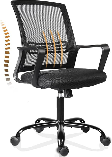 Desk Chair Ergonomic Mesh Home Office Chair, Mid Back Adjustable Computer Task Chairs Swivel Rolling