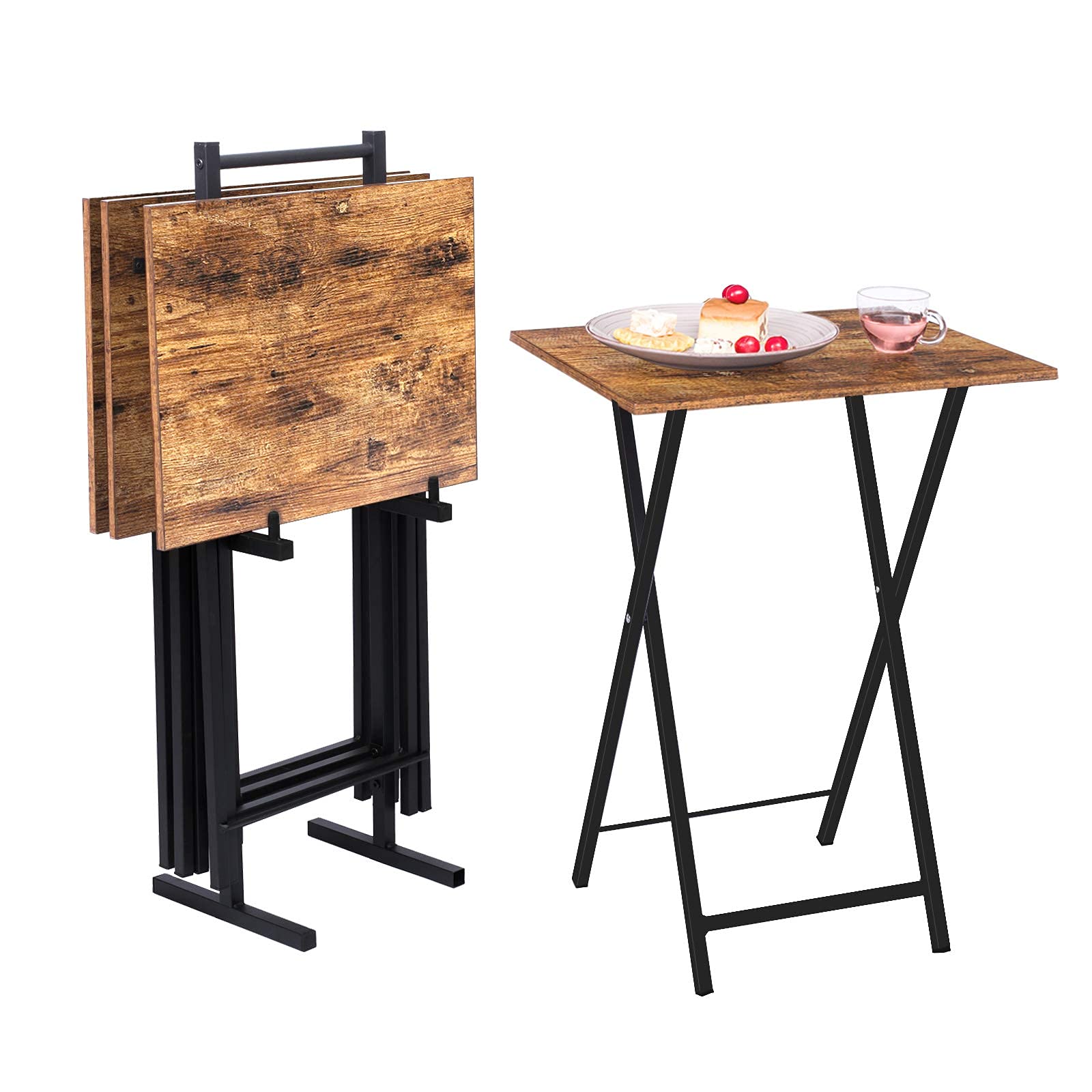 ForgeWood 4-Piece Rustic Folding Tray Table Set