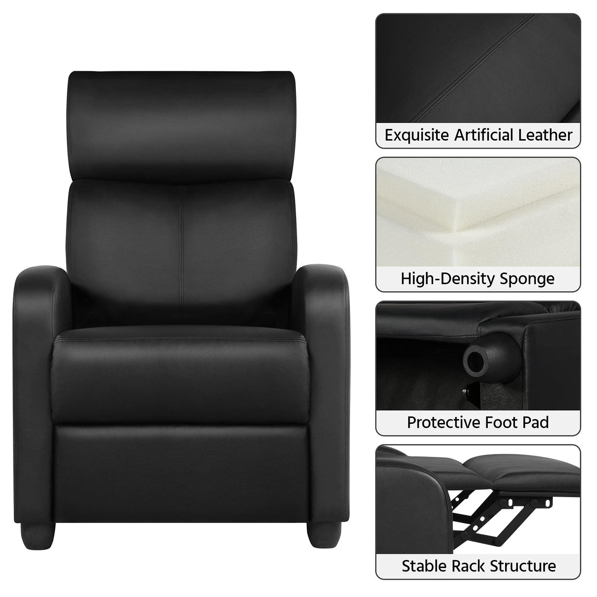 Recliner Chair PU Leather Recliner Sofa Home Theater Seating