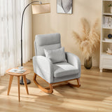 Teddy Upholstered Glider Rocking Chair with Side Pockets, Accent Chair with High