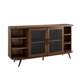 Willow Modern Fluted Door Curved End Sideboard, 58 Inch, Dark Walnut