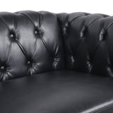 Chesterfield Sofa Leather, 84" Upholstered Tufted Couch 3 Seater with Rolled Arms