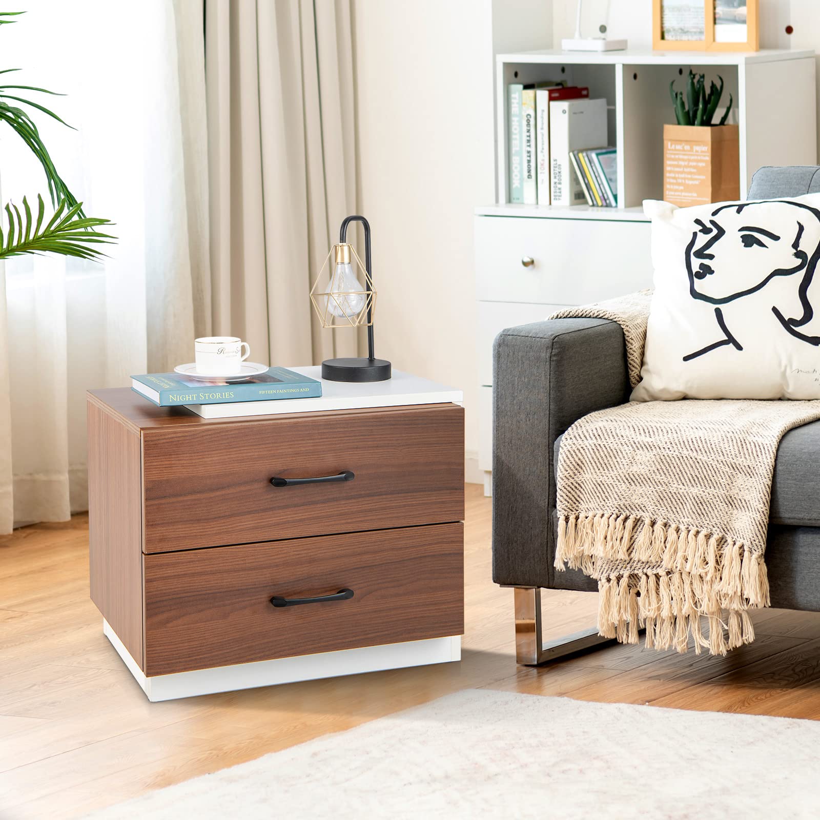 Nightstand Set of 2 with 2 Drawers