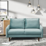 Velvet Loveseat Mid-Century Modern Sofa Tufted Couch with Wooden Legs for Living