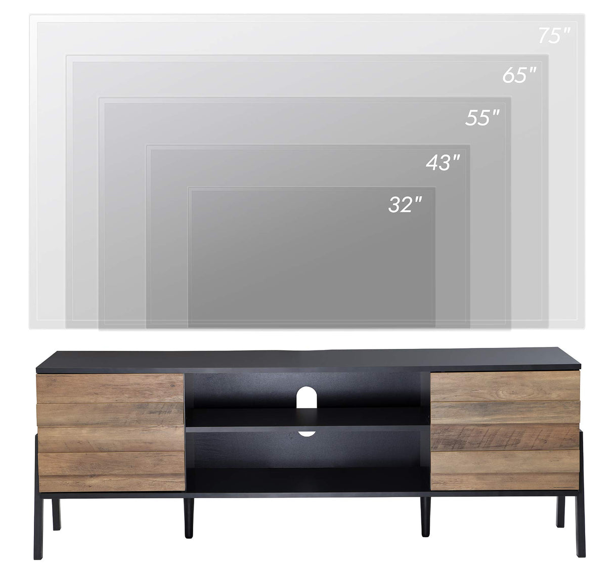 Mid-Century TV Stand for 65" TV with LED Lighting - 60 Inch