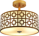 DLLT Flush Mount Ceiling Light: Modern 3-Light Semi Flush Mount Ceiling Light Fixture - Drum Kitchen Lighting Fixture for Dining Room - Black Bedroom Ceiling Lamp with Double Shade