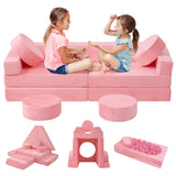 Modular Kids Play Couch, Child Kids Couch Building Fort, Bedroom and Playroom Furniture for Toddlers, Convertible Foam and Floor Cushion for Boys and Girls, Pink