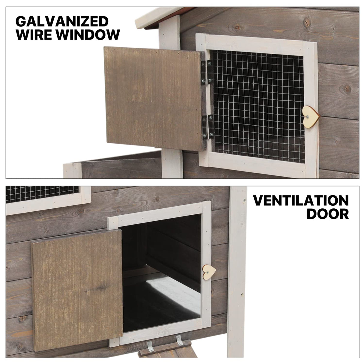 Chicken Coop Hen House with Nesting Box for Yard, Removable Bottom Wooden Poultry