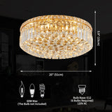 6-Lights Gold Crystal Flush Mount Chandelier Light Fixture K9 Crystals Modern Ceiling