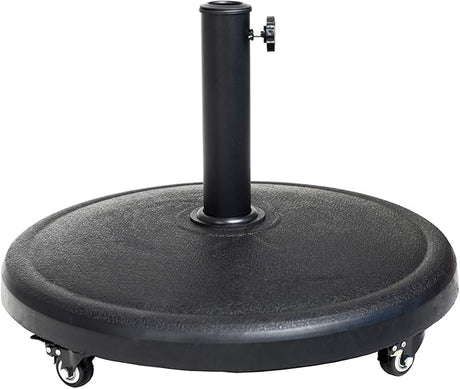 52 lb Heavy Duty Round Base Stand with Rolling Wheels for Outdoor Patio Market Table Umbrella