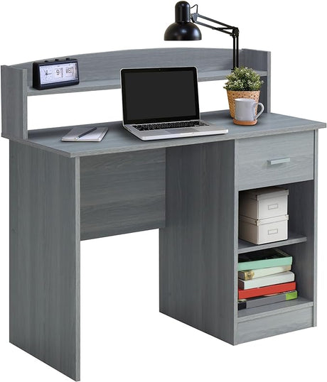 Techni Mobili Modern Office Hutch Writing Desk, Grey