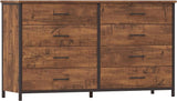 8 Drawer Dresser for Bedroom, Industrial Wood Dresser Wide 8 Chest of Drawers,