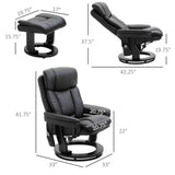 PU Leather Massage Recliner Chair with Ottoman 10 Point Vibration Swiveling Armchair,