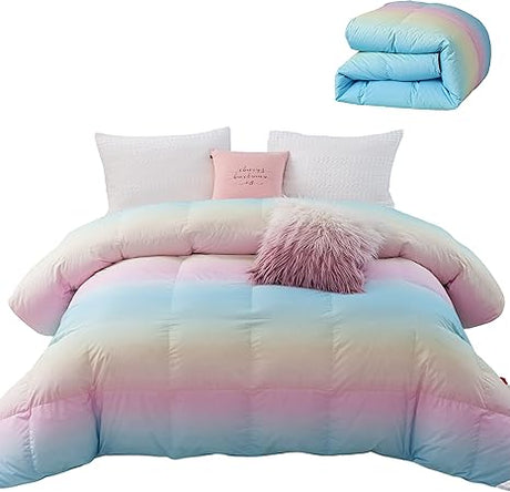 Rainbow Comforter, Heavy 75% Down Comforter King Size