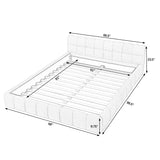 Queen Size Bed Frame, Chenille Upholstered Platform Bed with Cloud Soft Headboard