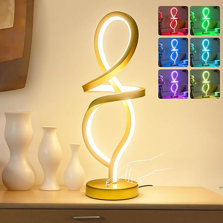 Modern Table Lamp, LED Spiral Lamp, Stepless Dimmable Bedside Lamp