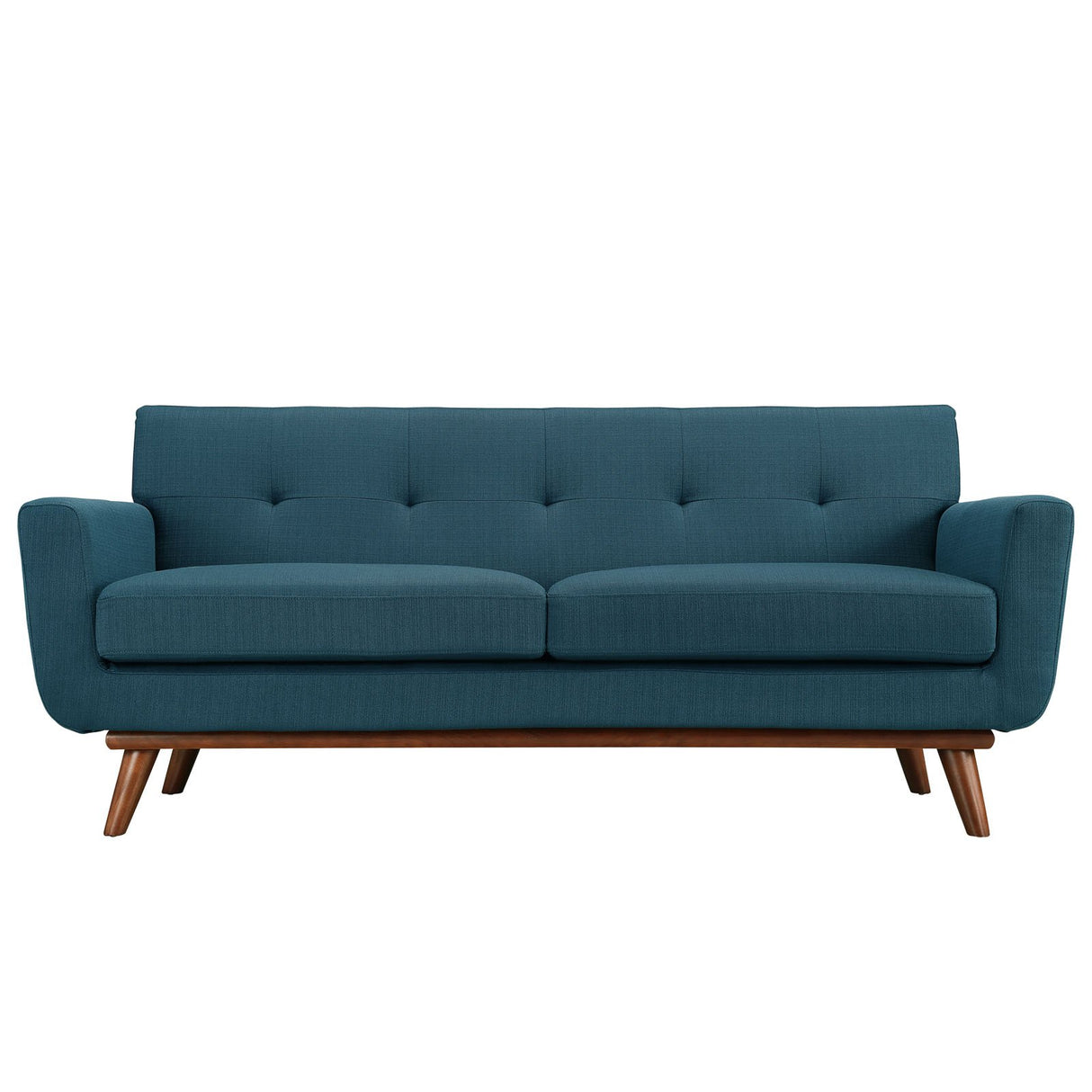 Engage Mid-Century Modern Upholstered Fabric Loveseat in Azure