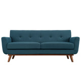 Engage Mid-Century Modern Upholstered Fabric Loveseat in Azure