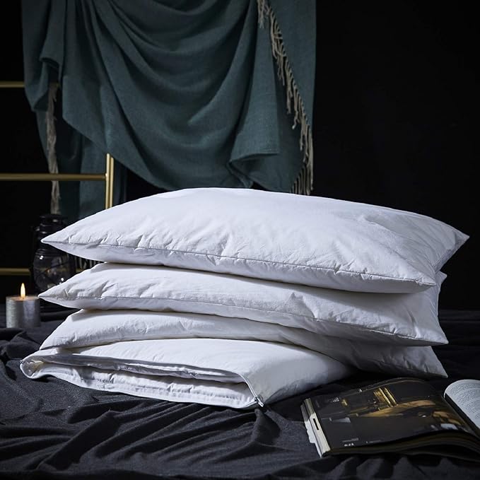 Layer Goose Feather Pillow,Assemblable Bed Pillow,100% Soft Cotton Cover