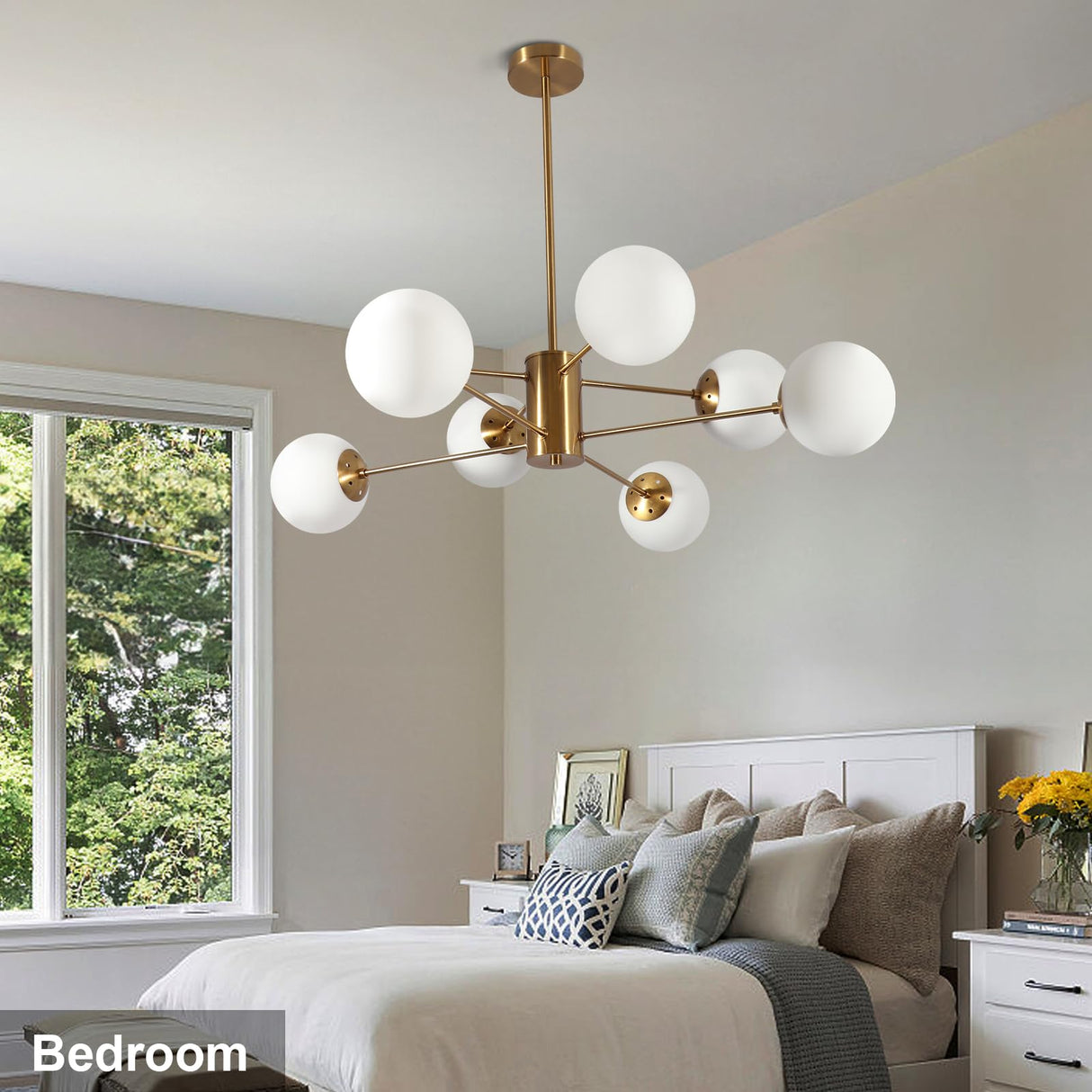 Chandelier Lighting,8-Light Mid Century Modern Chandelier Gold Chandelier for