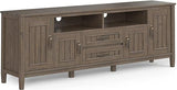 Lev SOLID WOOD 72 Inch Wide Contemporary TV Media Stand in Smoky Brown