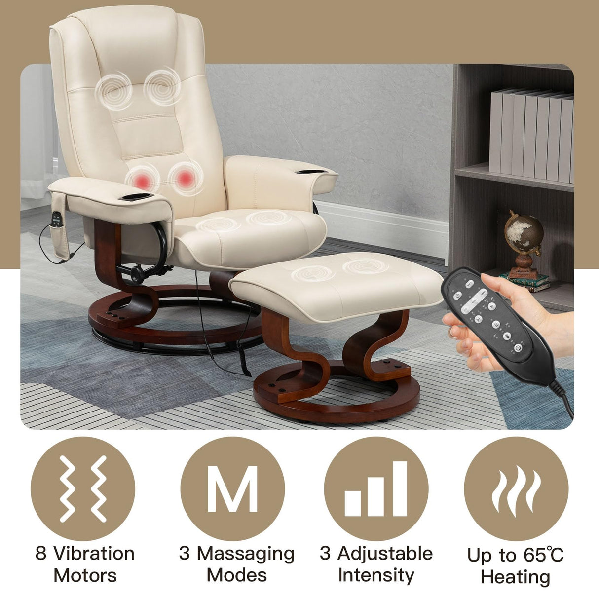 Reclining Chair with Vibration Massage Faux Leather Recliner