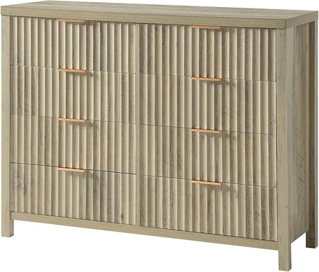 Oxford Fluted 6 Drawer Dresser for Bedroom, Wide Modern Wooden Chest of Drawers