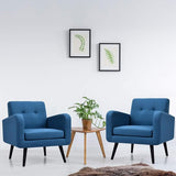 Modern Mid-Century Accent Chair - Upholstered Armchair with Tufted Back, Metal Legs