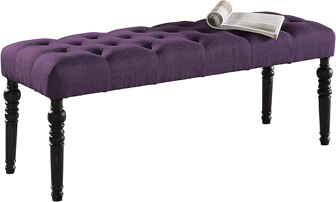 Leviton Fabric Tufted Turned Leg Dining Bench