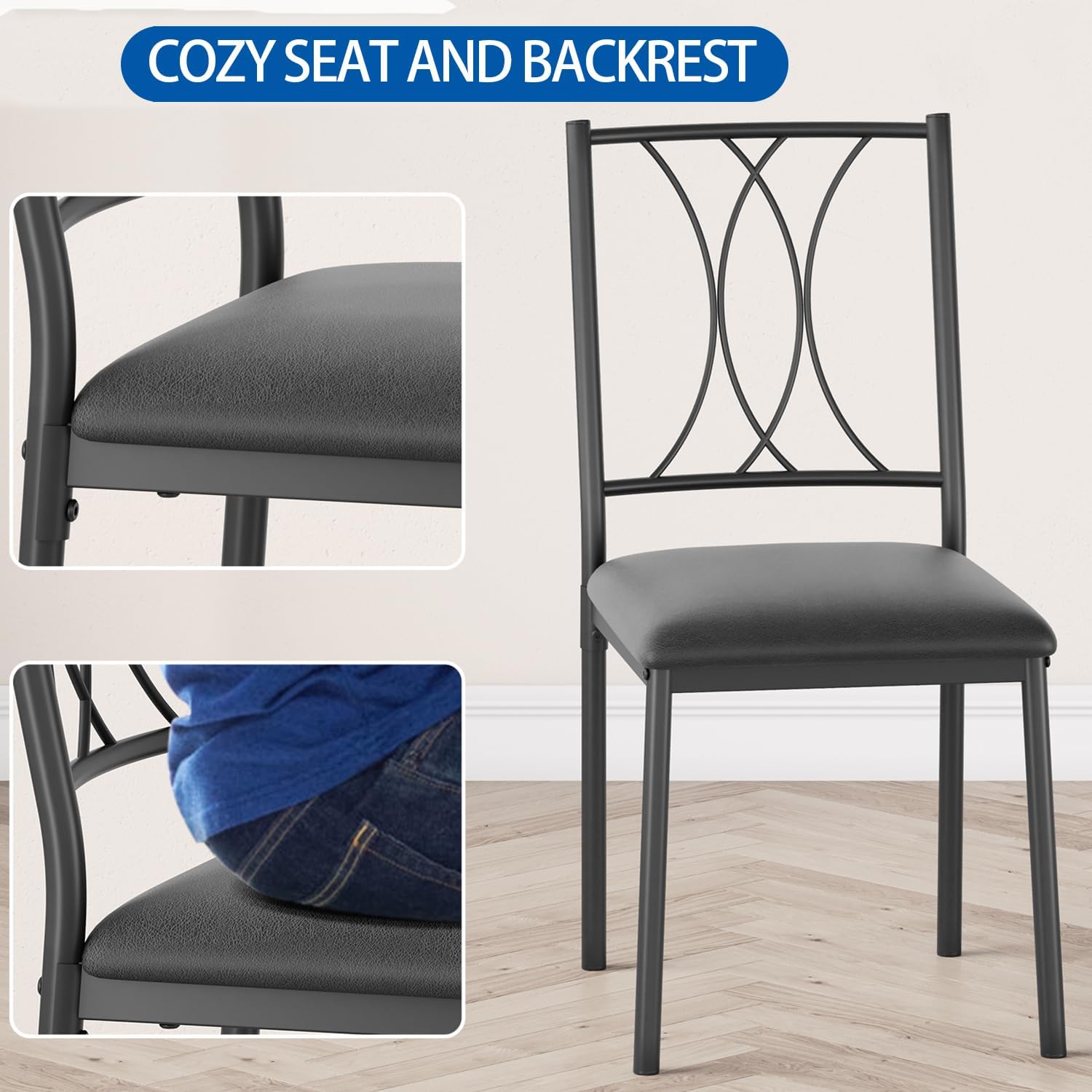 5-Piece Dining Set for 4 with Upholstered Chairs