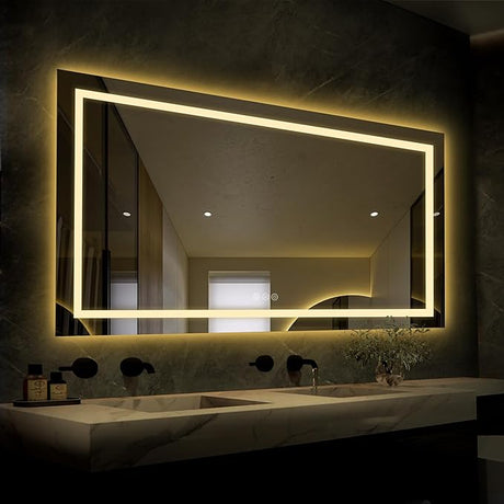 48x24 inch Vanity Mirror with Lights, LED Bathroom Mirror, Large Lighted Smart Mirrors