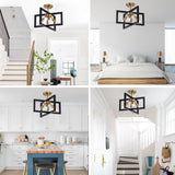 Semi-Flush Mount Ceiling Light - Black and Gold Industrial 4-Light Fixture