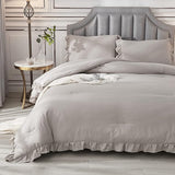 White Comforters Queen Size, 3 Pieces Solid Shabby Chic Farmhouse Bedding