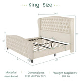 King Bed Frame Upholstered Platform Bed with Wingback Headboard & Footbaord Velvet