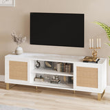 TV Stand 66 Inch, White Entertainment Center Modern TV Console Table with Storage,