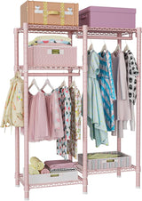 F1 Garment Rack for Kids, Baby, Students, and Children's Room, 4 Tiers Freestanding and Portable Heavy Duty Closets