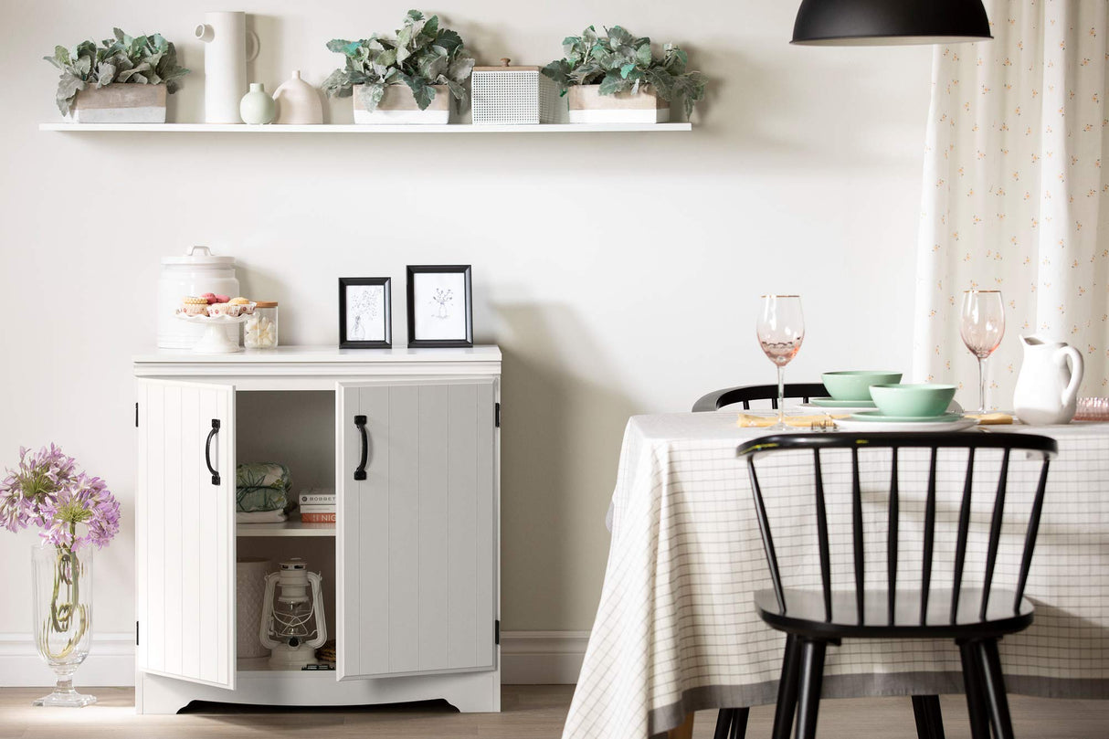 Farnel 2-Door Storage Cabinet-Pure White, Tall with 4