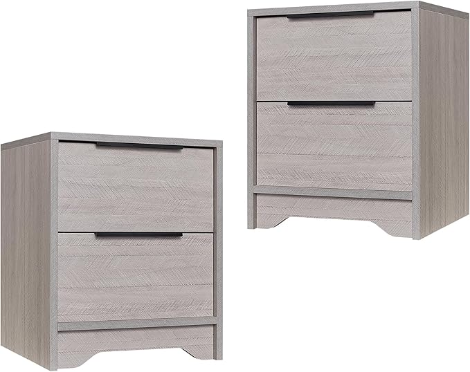 Wood Nightstand, Bed Side Table with 2 Drawers