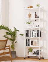 73.6 Inch Folding Bookshelf, 6 Tier Metal Bookcase and Bookshelves