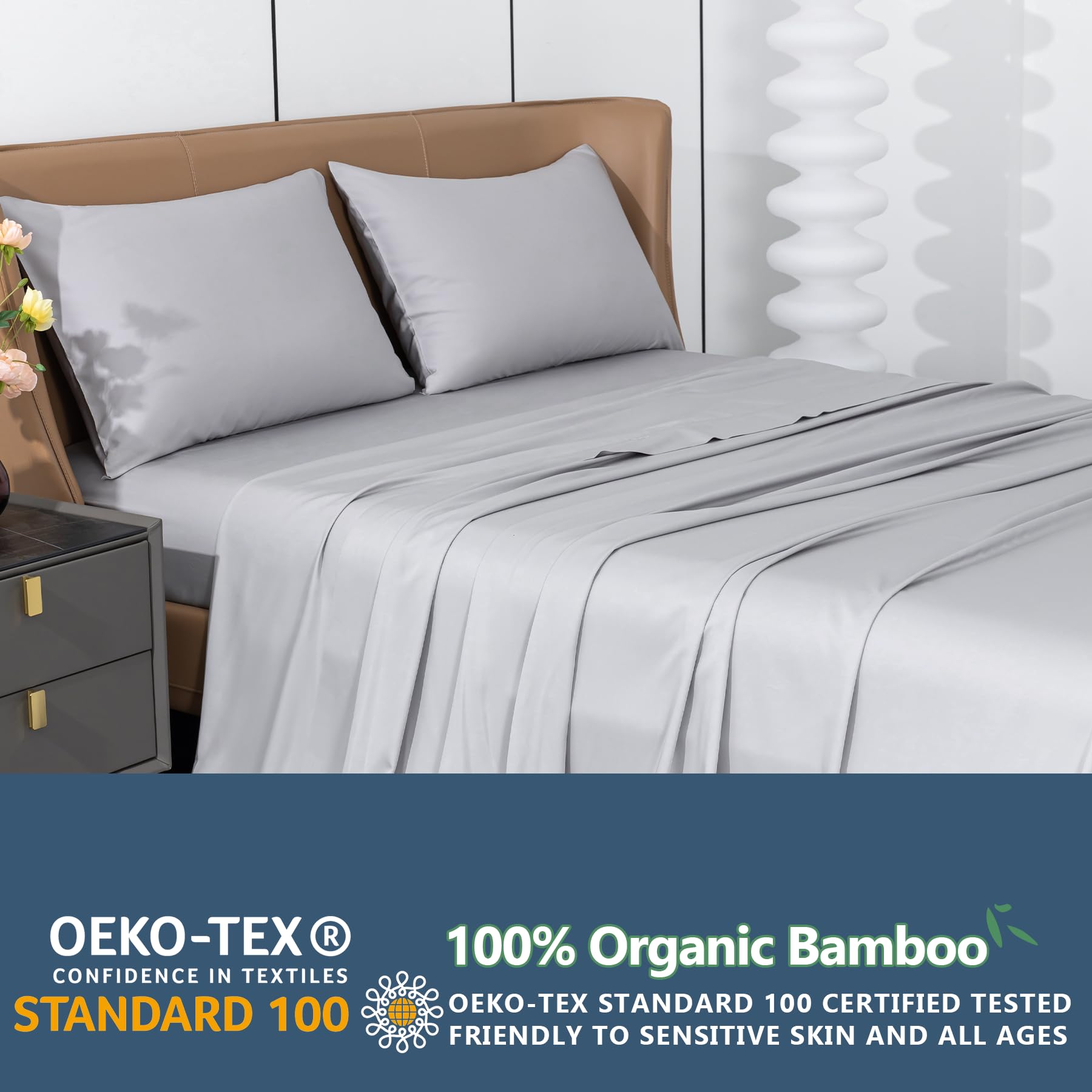 Cooling Sheets Rayon Derived from Bamboo 18"-24" Extra Deep Pocket Queen Sheets