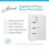 Ashland 1-Door, 3-Drawer Floor Cabinet, One Size, White