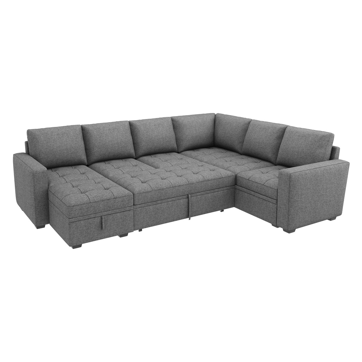 Modular Sectional Sleeper Sofa with Pull Out Bed, Convertible L Shaped