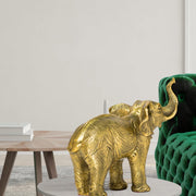 Golden Bronze Elephant Statue and Sculpture - 100% Brass Elephant Figurine