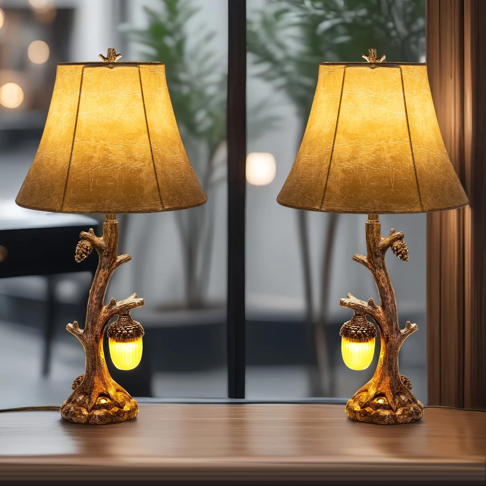 Vintage Rustic Table Lamp with USB Charging & 3-Level Brightness