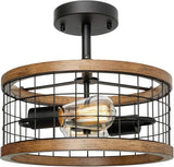 4-Light Rustic Chandelier for Entryway, Round Farmhouse Light Fixtures for Dining Room