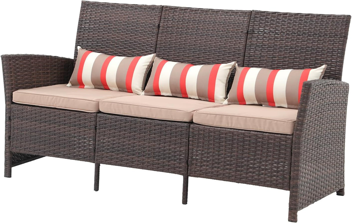 Outdoor Furniture 3 Seats Patio Couch, Outdoor Wicker Sofa