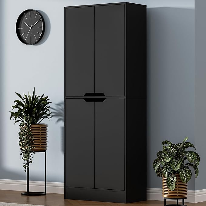 71" Tall Kitchen Pantry Cabinet, 4 Doors Freestanding Cupboard Cabinet