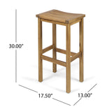 Caribbean Outdoor 30" Acacia Wood Barstools, 2-Pcs Set, Grey Finish